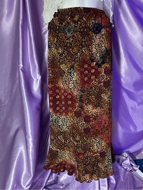Vintage Coldwater Creek Whimsigoth Tapestry Paisley Lettuce Edge Midi Skirt Y2K